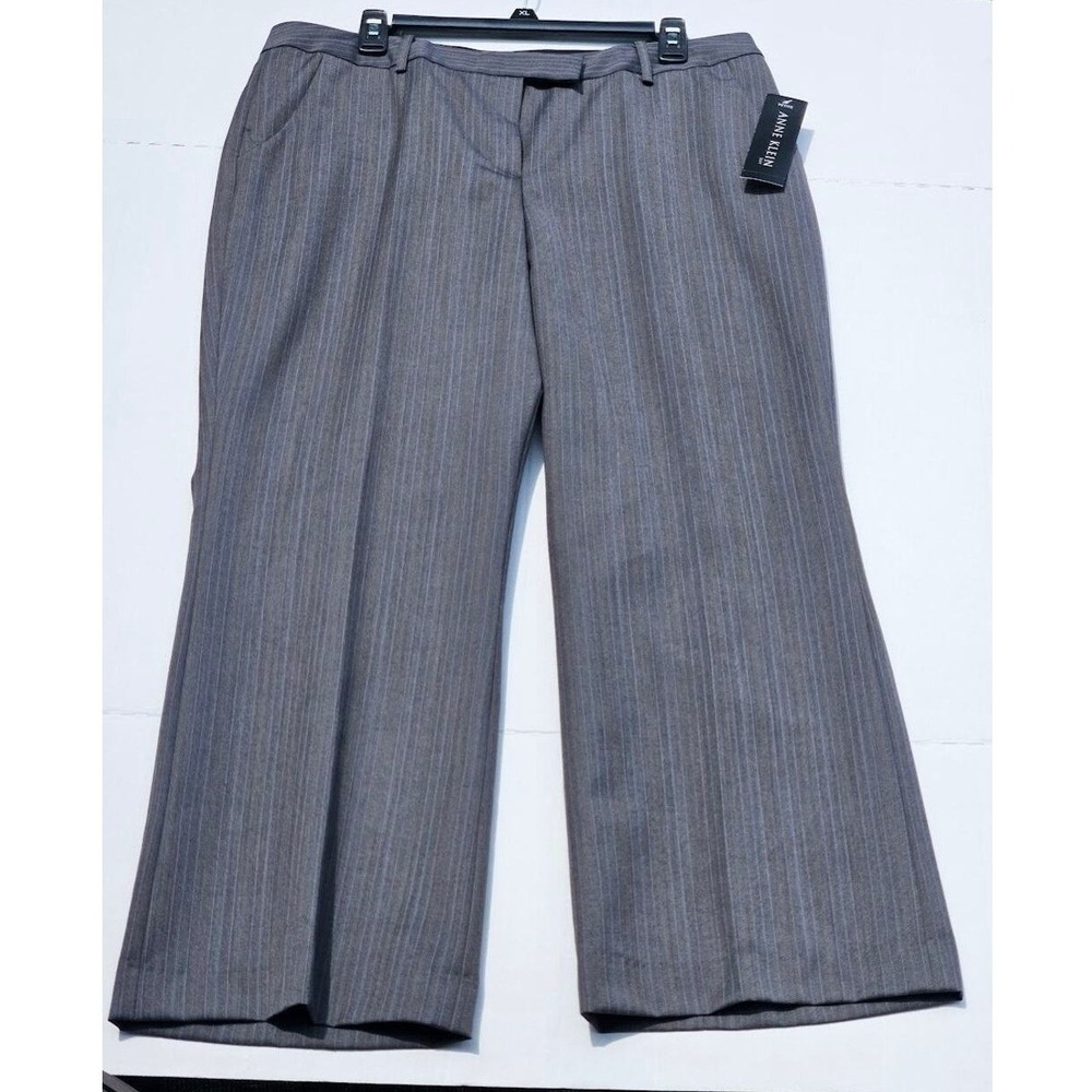 Vintage Anne Klein Women's Gray Pinstripe Wool Blend Dress Pants – 14P – NWT